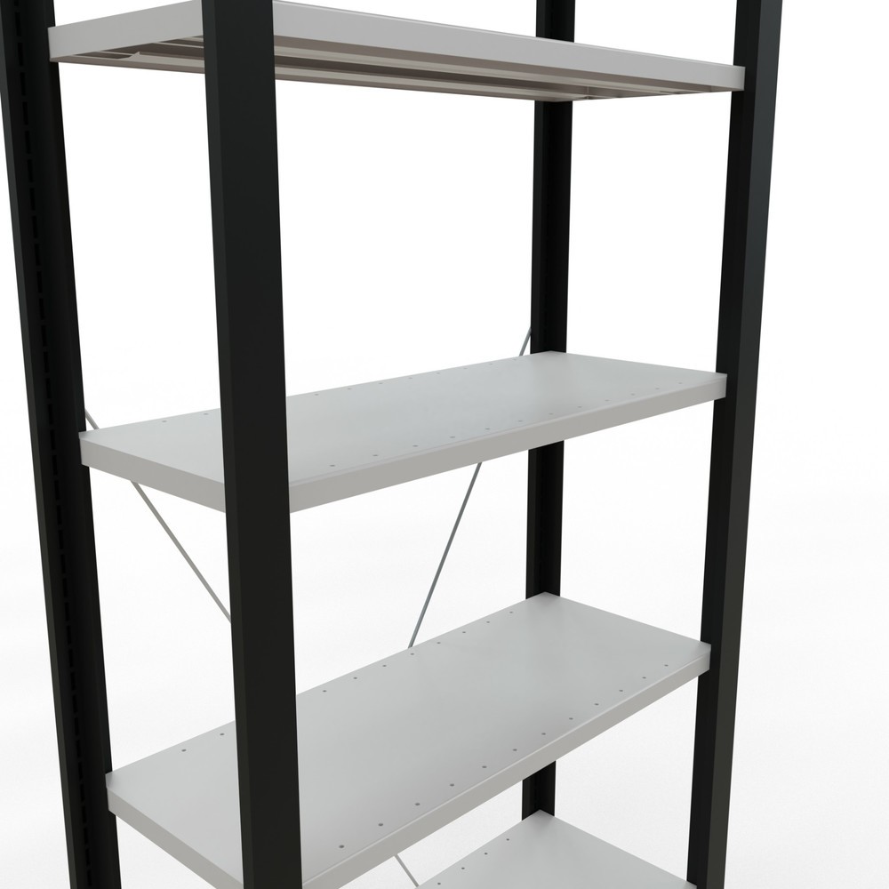 Produktabbildung Nr. 4: Rayonnage de bureau SCHULTE travée de base, utilisable d’un seul côté, sans barres de butée, CT 85 kg, noir, HxlxP 2 300 x 750 x 300 mm