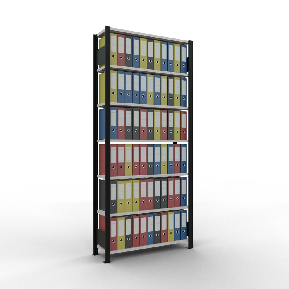 Produktabbildung Nr. 2: Rayonnage de bureau SCHULTE travée de base, utilisable d’un seul côté, sans barres de butée, CT 85 kg, noir, HxlxP 2 300 x 1 000 x 300 mm