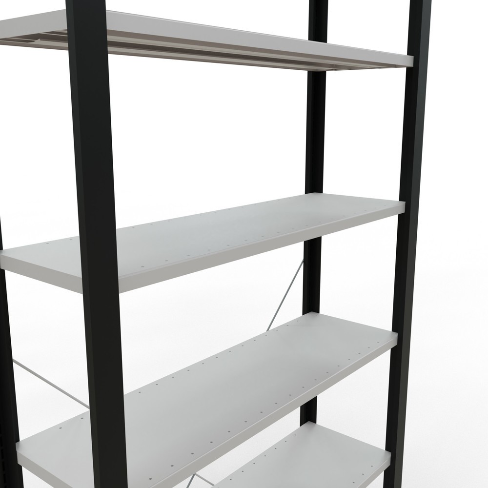 Produktabbildung Nr. 4: Rayonnage de bureau SCHULTE travée de base, utilisable d’un seul côté, sans barres de butée, CT 85 kg, noir, HxlxP 2 300 x 1 000 x 300 mm