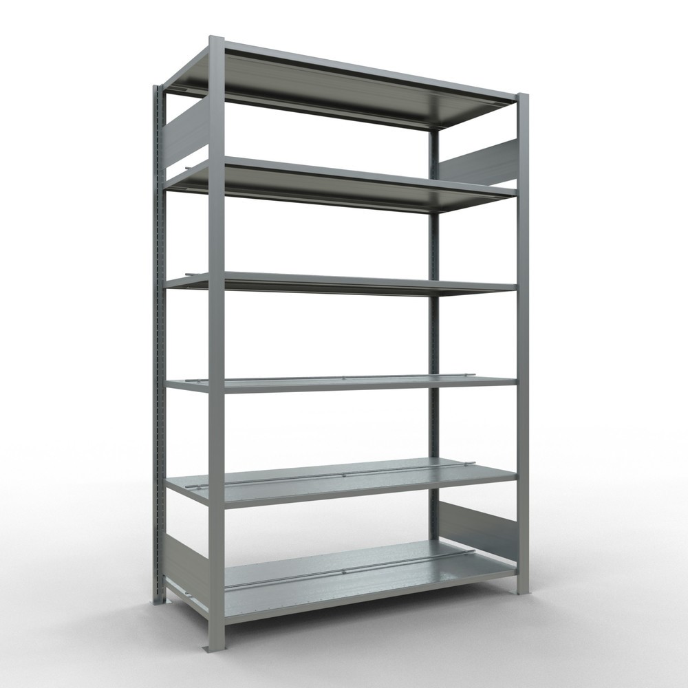 Illustration du produit: Rayonnage de bureau SCHULTE travée de base, utilisable des deux côtés, avec butées centrales, CT 150 kg, HxlxP 2 000 x 1 300 x 600 mm