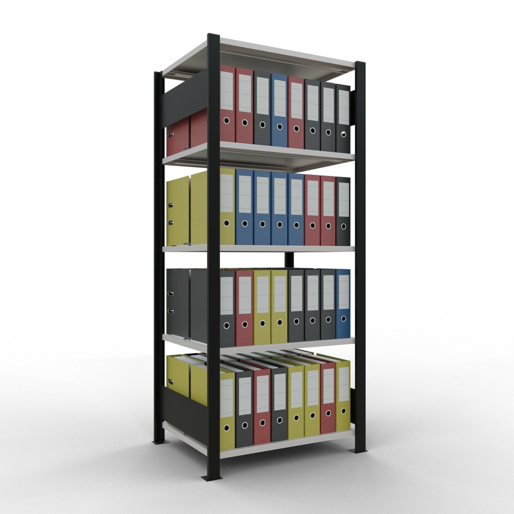 Produktabbildung Nr. 2: Rayonnage de bureau SCHULTE travée de base, utilisable des deux cotés, avec butées centrales, CT 150 kg, noir, HxlxP 1 800 x 750 x 600 mm