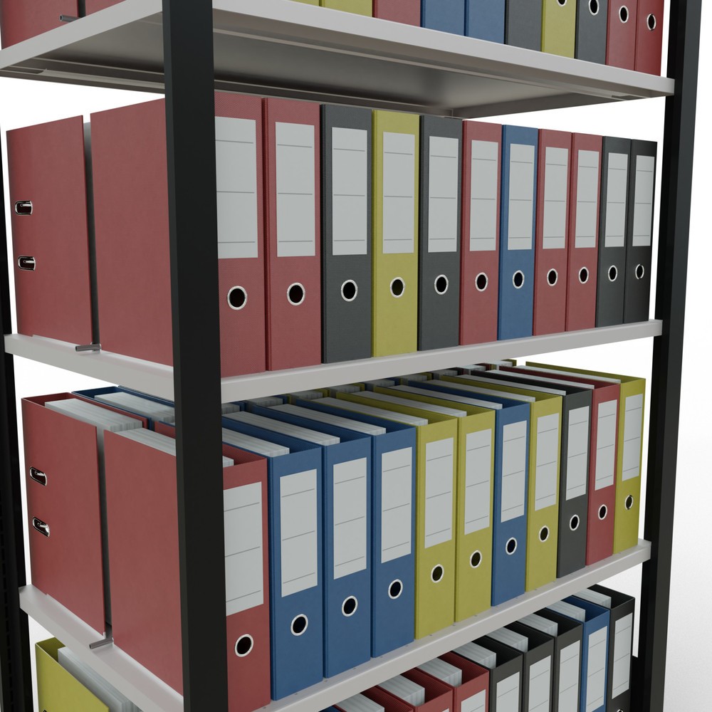 Produktabbildung Nr. 3: Rayonnage de bureau SCHULTE travée de base, utilisable des deux cotés, avec butées centrales, CT 150 kg, noir, HxlxP 1 800 x 1 000 x 600 mm
