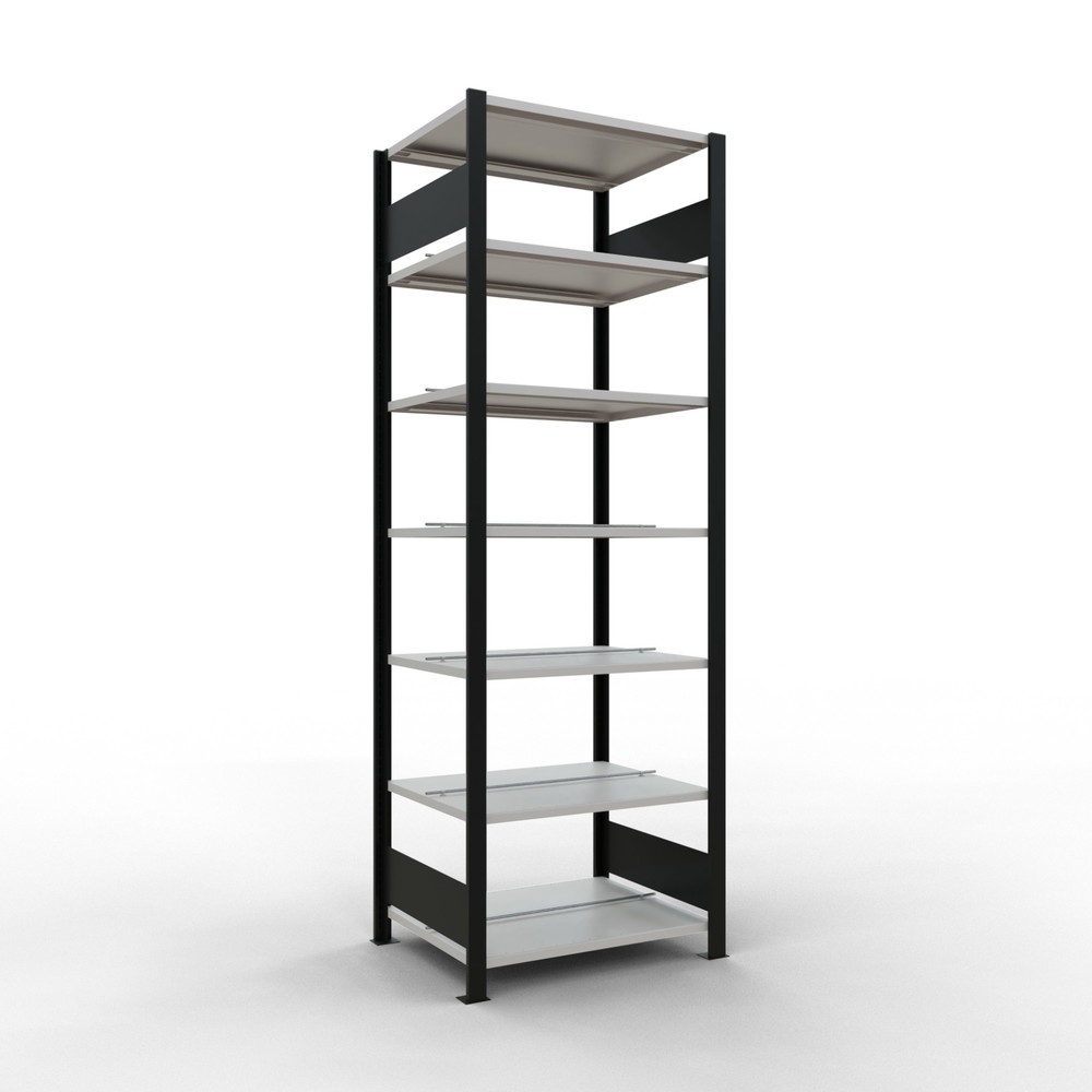 Produktabbildung Nr. 1: Rayonnage de bureau SCHULTE travée de base, utilisable des deux côtés, avec butées centrales, CT 150 kg, noir, HxlxP 2 300 x 750 x 600 mm