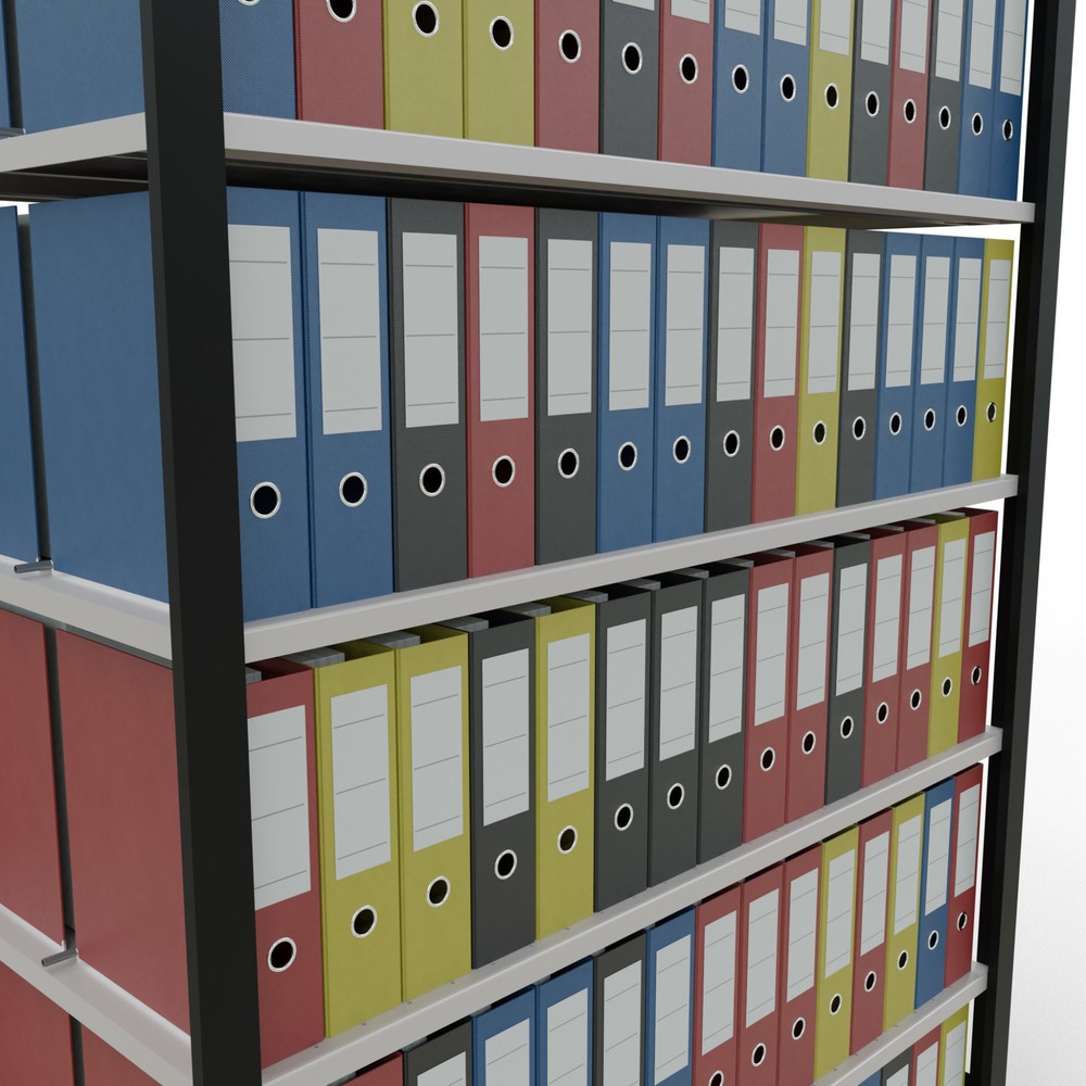 Produktabbildung Nr. 3: Rayonnage de bureau SCHULTE travée de base, utilisable des deux cotés, avec butées centrales, CT 150 kg, noir, HxlxP 2 300 x 1 300 x 600 mm