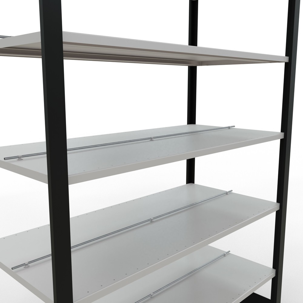 Produktabbildung Nr. 4: Rayonnage de bureau SCHULTE travée de base, utilisable des deux cotés, avec butées centrales, CT 150 kg, noir, HxlxP 2 300 x 1 300 x 600 mm