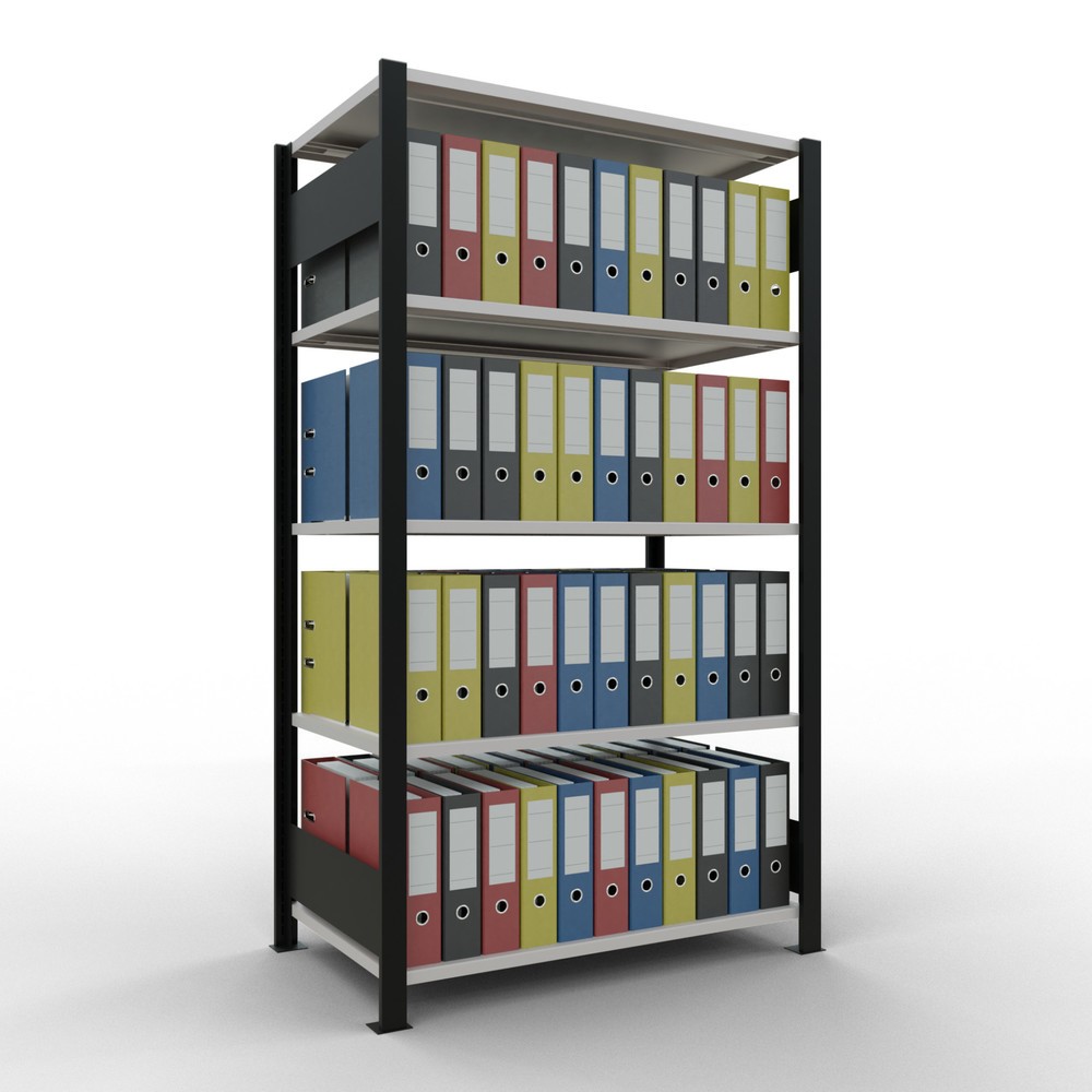 Produktabbildung Nr. 2: Rayonnage de bureau SCHULTE travée de base, utilisable des deux cotés, sans butées centrales, CT 150 kg, noir, HxlxP 1 800 x 1 000 x 600 mm