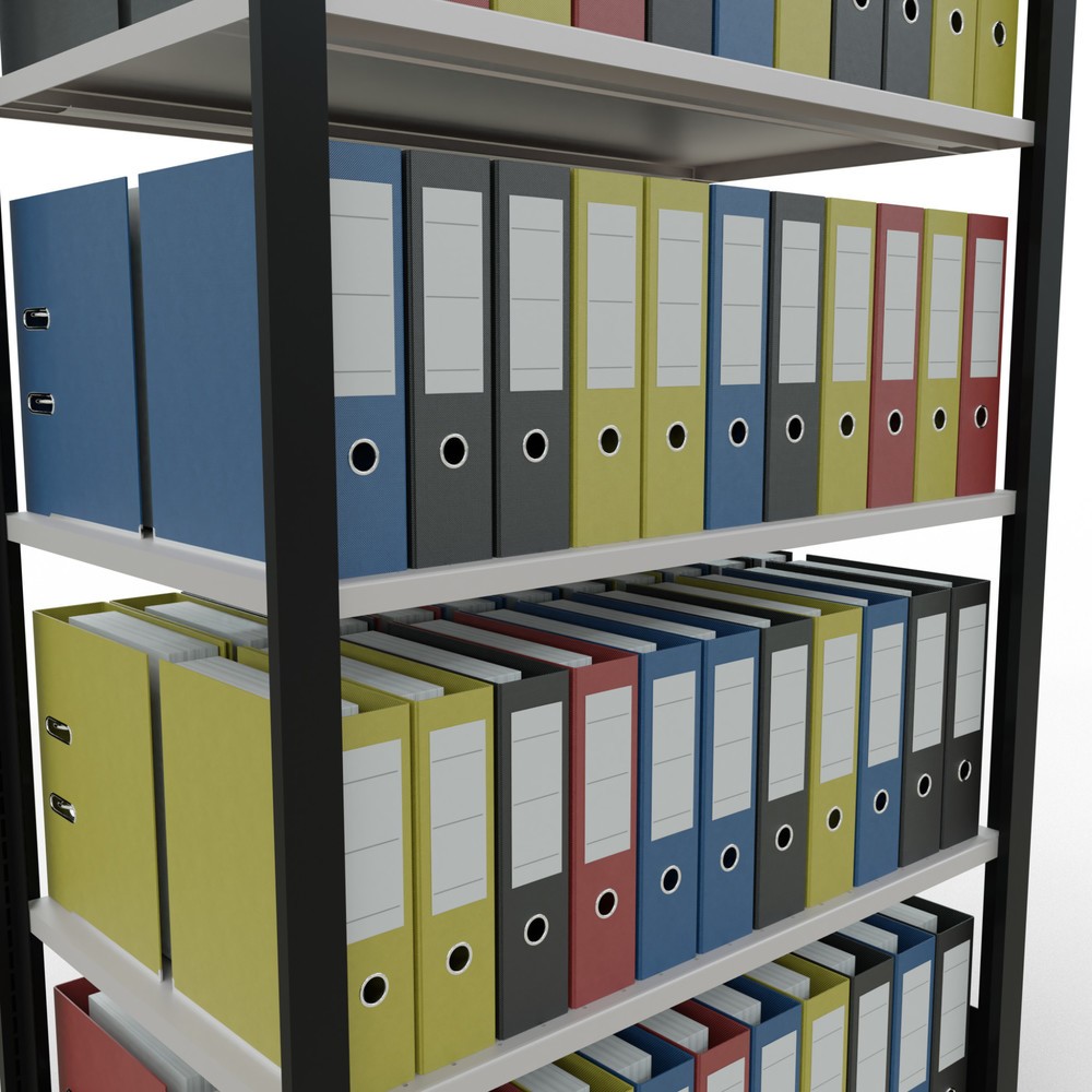Produktabbildung Nr. 3: Rayonnage de bureau SCHULTE travée de base, utilisable des deux cotés, sans butées centrales, CT 150 kg, noir, HxlxP 1 800 x 1 000 x 600 mm
