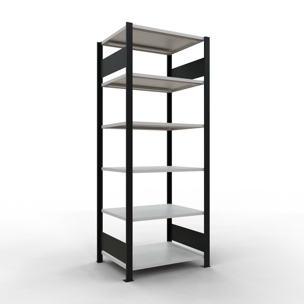 Produktabbildung Nr. 1: Rayonnage de bureau SCHULTE travée de base, utilisable des deux cotés, sans butées centrales, CT 150 kg, noir, HxlxP 2 000 x 750 x 600 mm