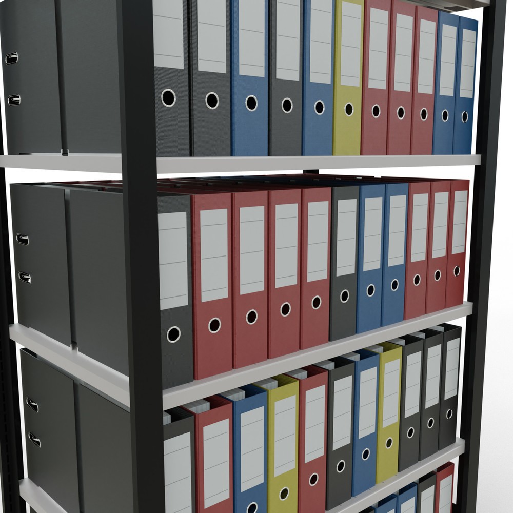 Produktabbildung Nr. 3: Rayonnage de bureau SCHULTE travée de base, utilisable des deux cotés, sans butées centrales, CT 150 kg, noir, HxlxP 2 000 x 1 000 x 600 mm