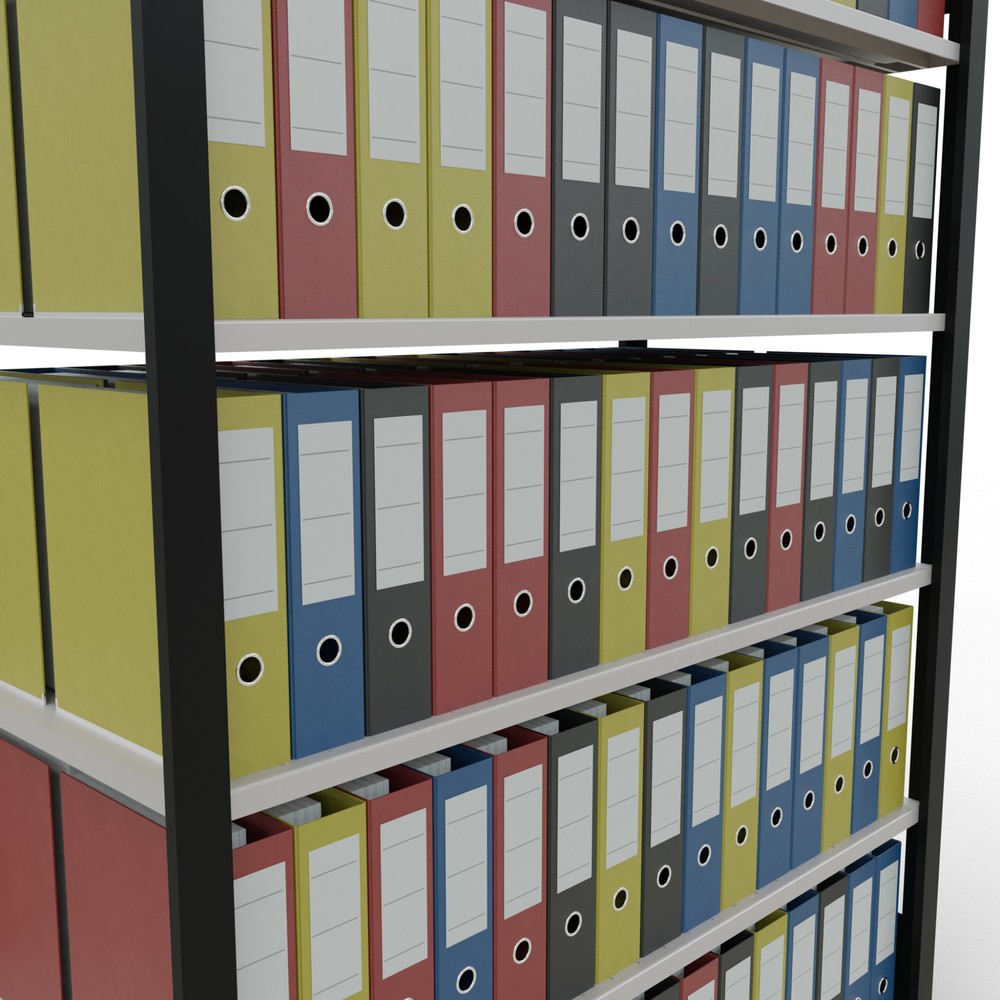 Produktabbildung Nr. 3: Rayonnage de bureau SCHULTE travée de base, utilisable des deux côtés, sans butées centrales, CT 150 kg, noir, HxlxP 2 000 x 1 300 x 600 mm