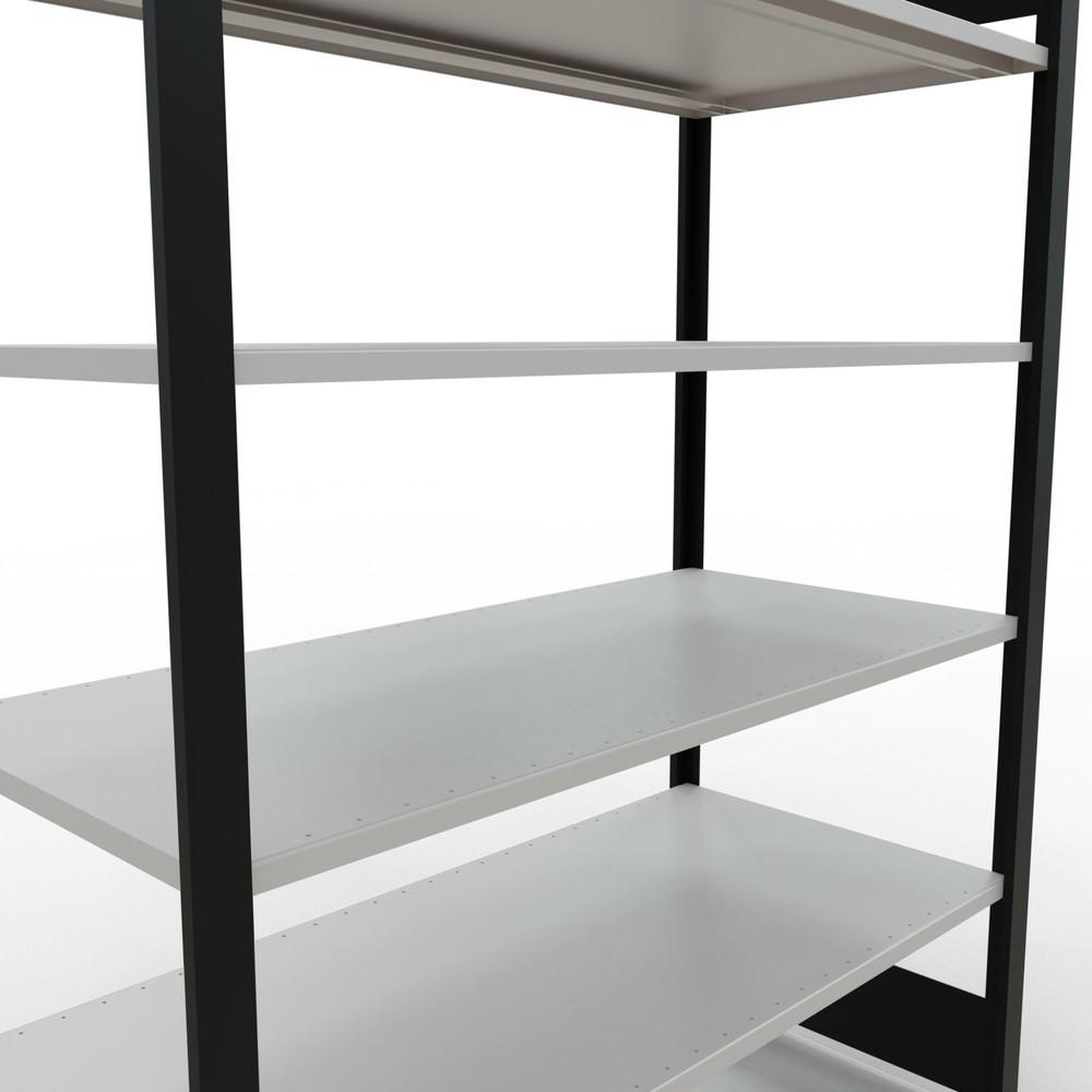 Produktabbildung Nr. 4: Rayonnage de bureau SCHULTE travée de base, utilisable des deux côtés, sans butées centrales, CT 150 kg, noir, HxlxP 2 000 x 1 300 x 600 mm