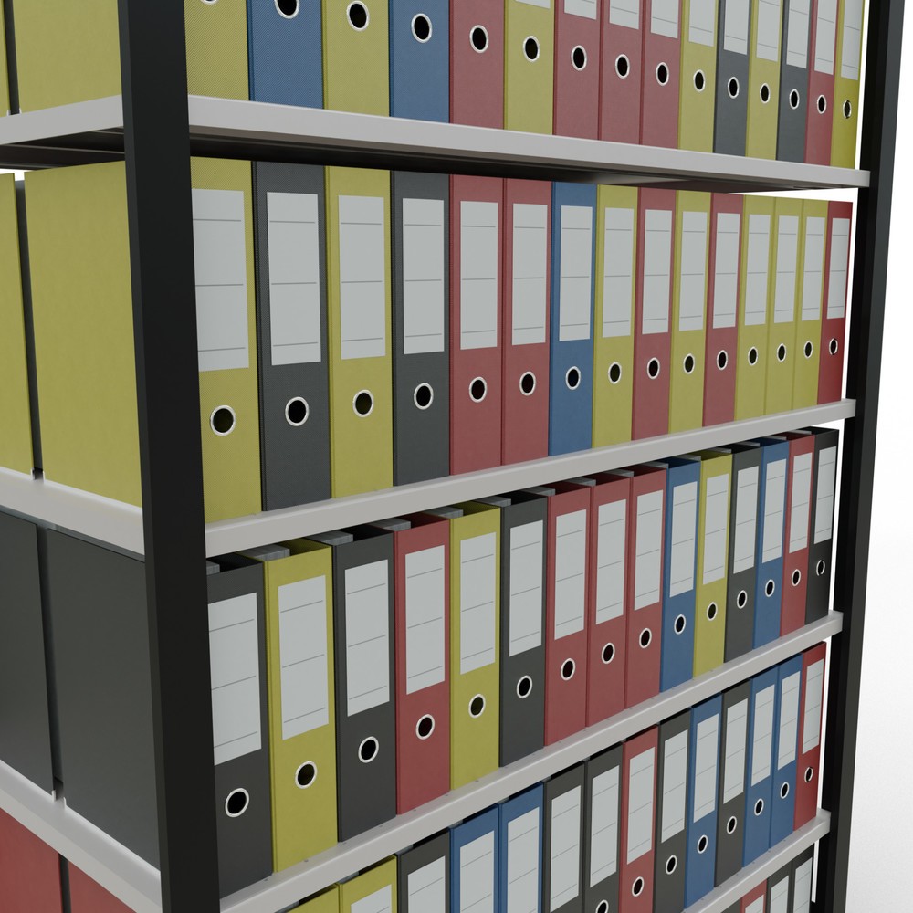 Produktabbildung Nr. 3: Rayonnage de bureau SCHULTE travée de base, utilisable des deux côtés, sans butées centrales, CT 150 kg, noir, HxlxP 2 300 x 1 300 x 600 mm