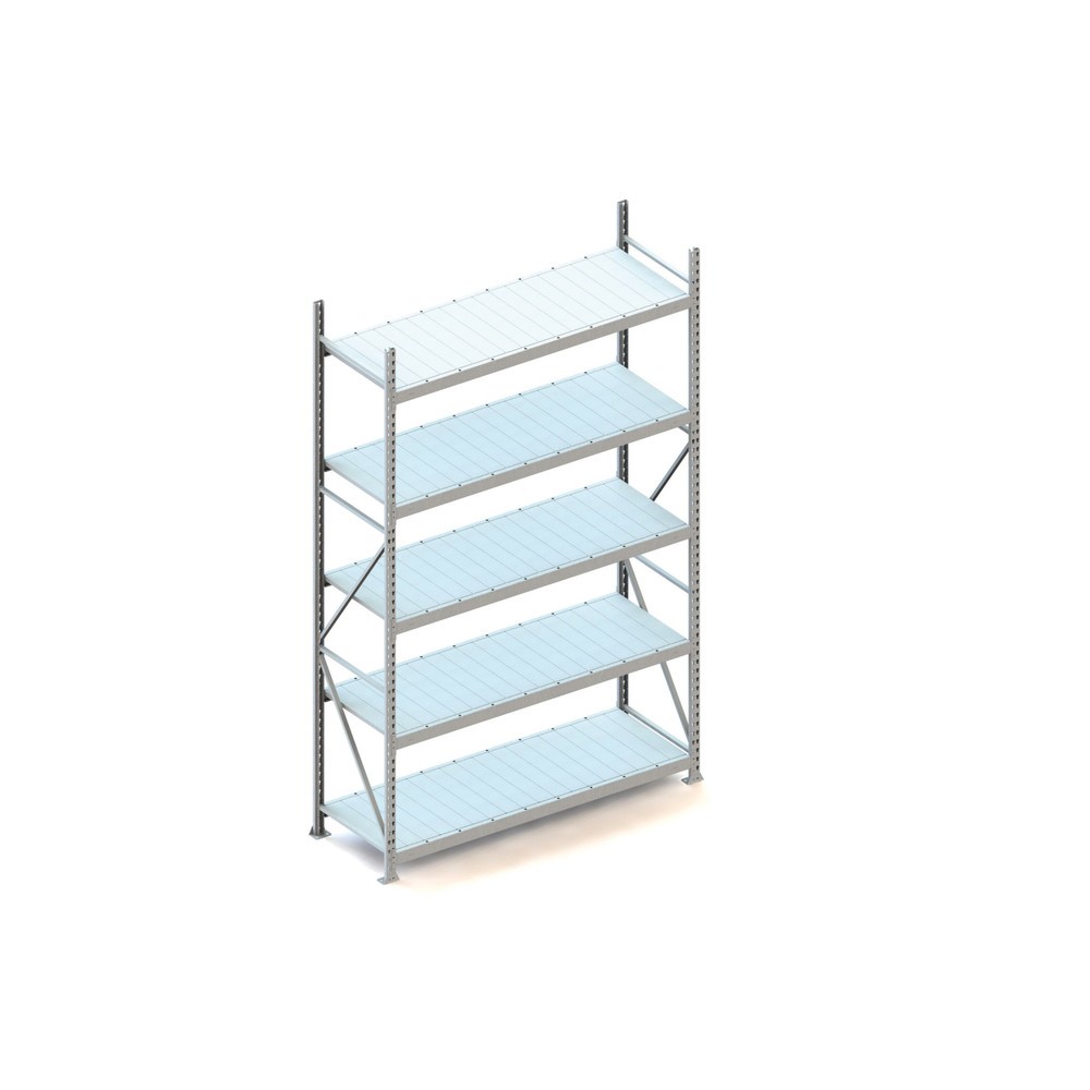 Illustration du produit: Rayonnage grande portée META, avec panneaux en acier, capacité de charge 600 kg, module de base, H x l x P 3 000 x 1 800 x 650 mm