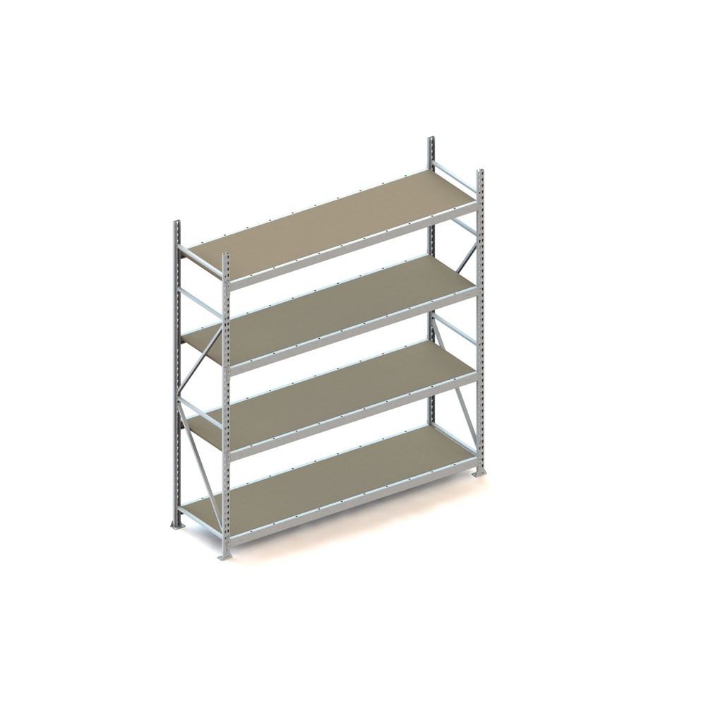 Illustration du produit: Rayonnage grande portée META, avec panneaux agglomérés, capacité de charge 600 kg, module de base, H x l x P 2 500 x 2 200 x 650 mm