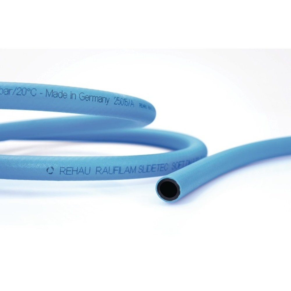 Produktabbildung: REHAU PVC Industrieschlauch Raufilam Slidetec soft, Länge 50 m blau, Innen-Ø 9 mm Aussen-Ø 14,6 mm, Rolle