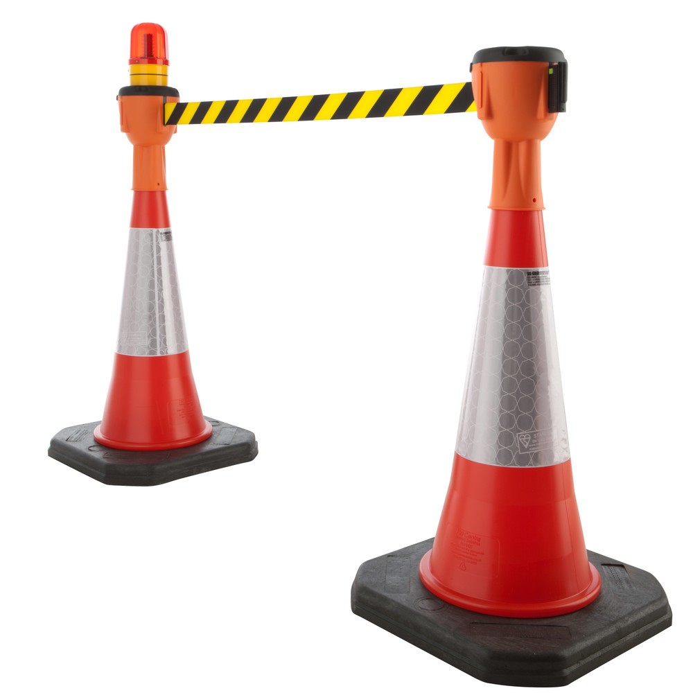 Produktabbildung Nr. 2: Réhausseur de cône de signalisation RS-GUIDESYSTEMS® SK 900, longueur 9 m, boîtier orange, sangle noir/jaune