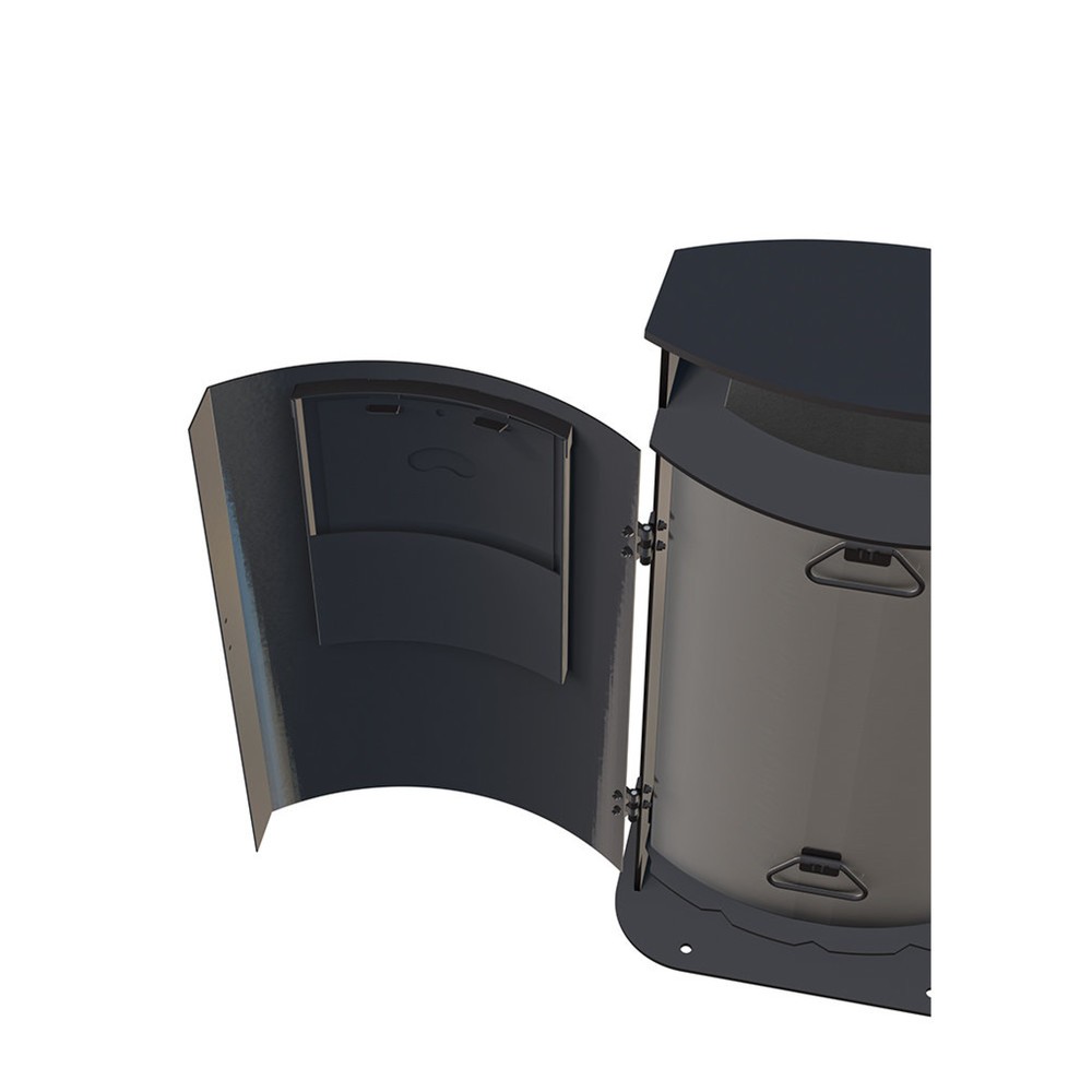 Produktabbildung Nr. 2: RENNER Abfallbehälter mit abgeschrägter Haube Typ 7092, 70 Liter, Noppenblech-Design, integrierter Beutelspender, anthrazitgrau