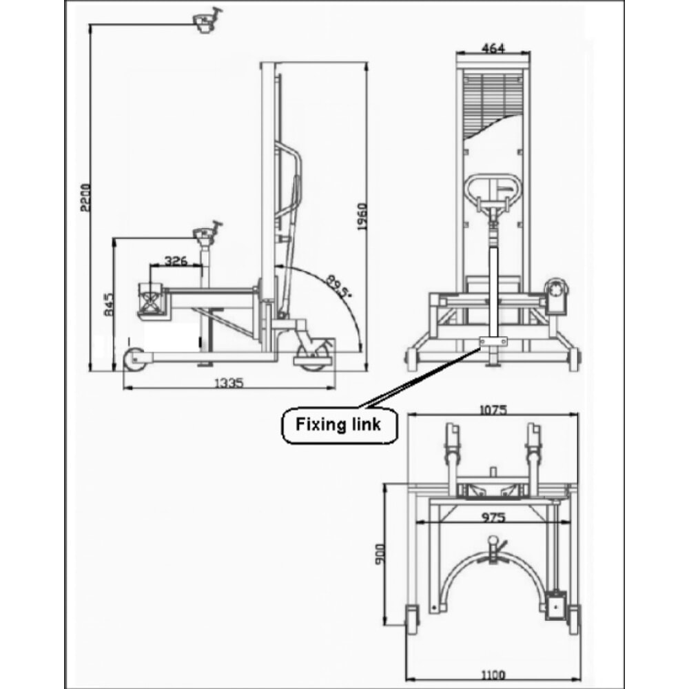 Produktabbildung Nr. 3: Retourneur de fûts 180°, capacité de charge 350 kg, levée par timon, hauteur de levée 0-1300 mm