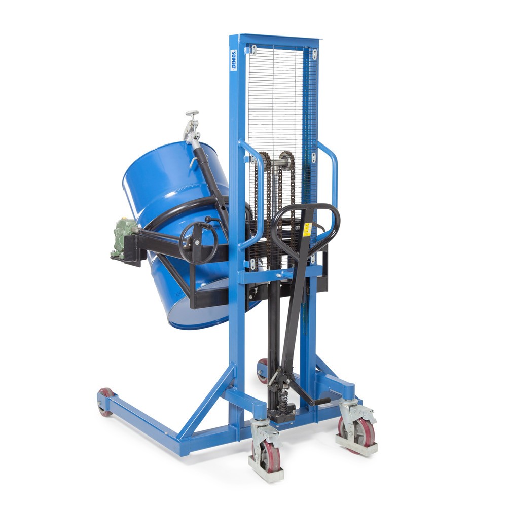 Produktabbildung Nr. 2: Retourneur de fûts 180°, capacité de charge 350 kg, levée par timon, hauteur de levée 0-1300 mm