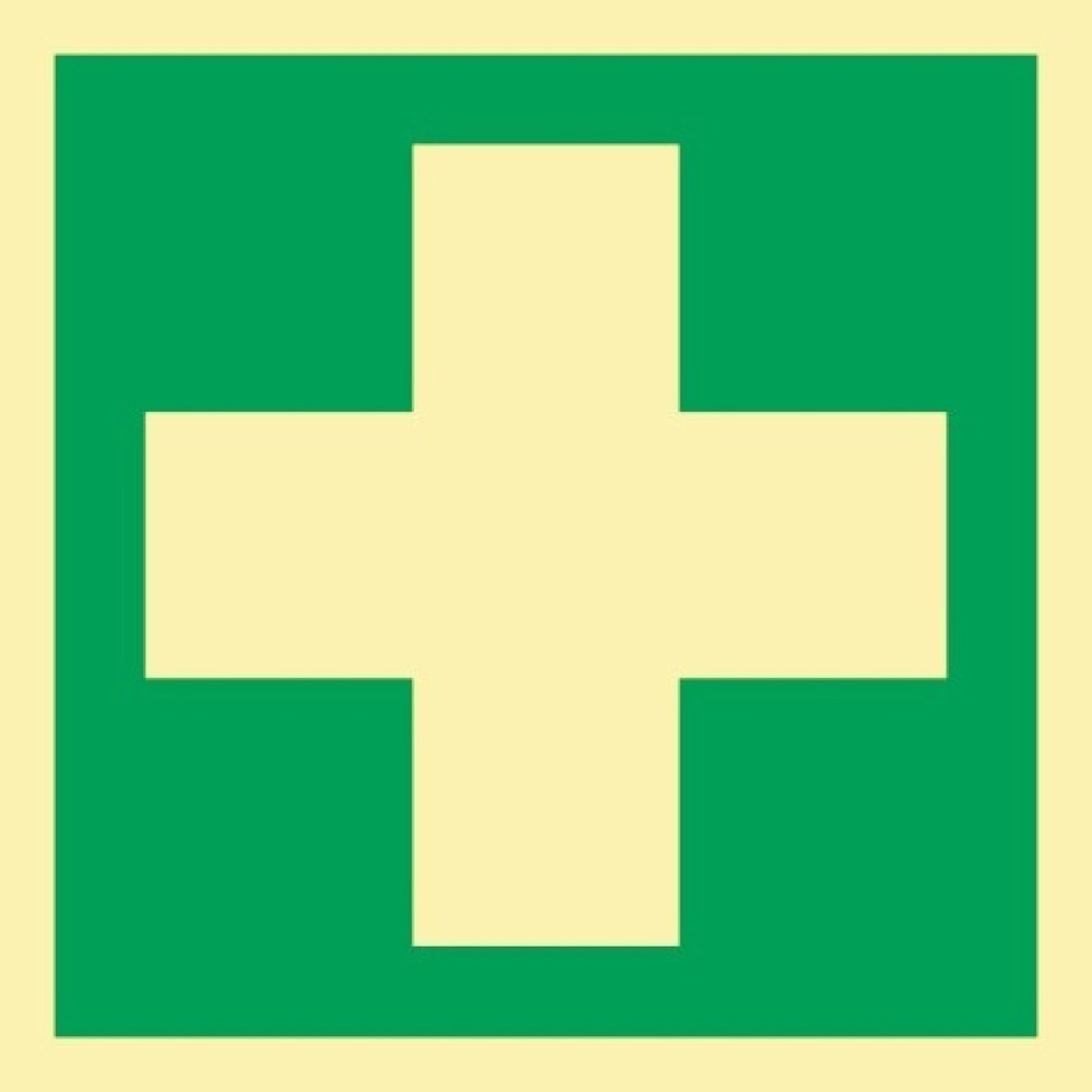 Produktabbildung: Rettungszeichen ASR A1.3/DIN EN ISO 7010/DIN 67510, Erste Hilfe, L148xB148 mm, Folie