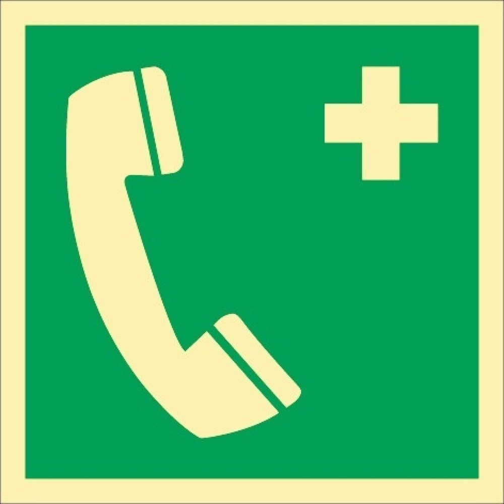 Produktabbildung: Rettungszeichen ASR A1.3/DIN EN ISO 7010/DIN 67510, Nottelefon, L148xB148 mm, Folie