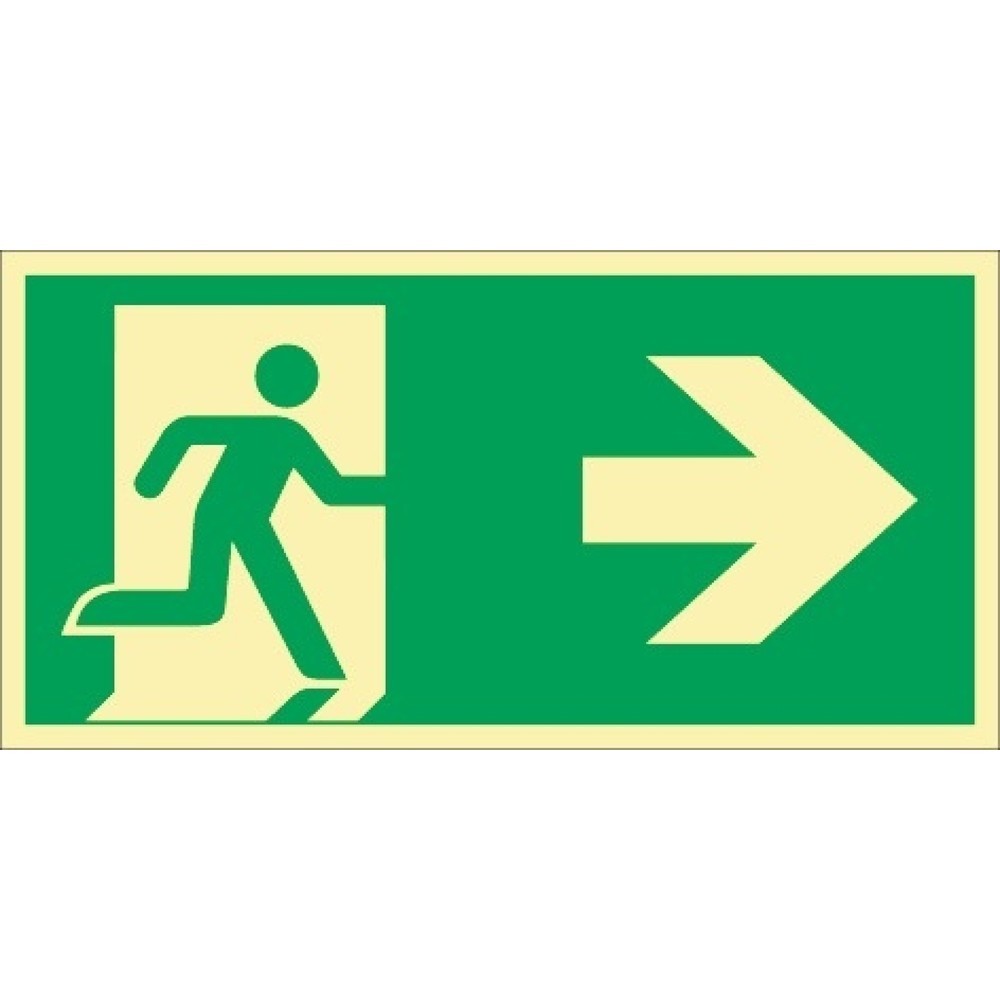 Produktabbildung: Rettungszeichen DIN EN ISO 7010, Rettungsweg rechts, L297xB148 mm, Folie