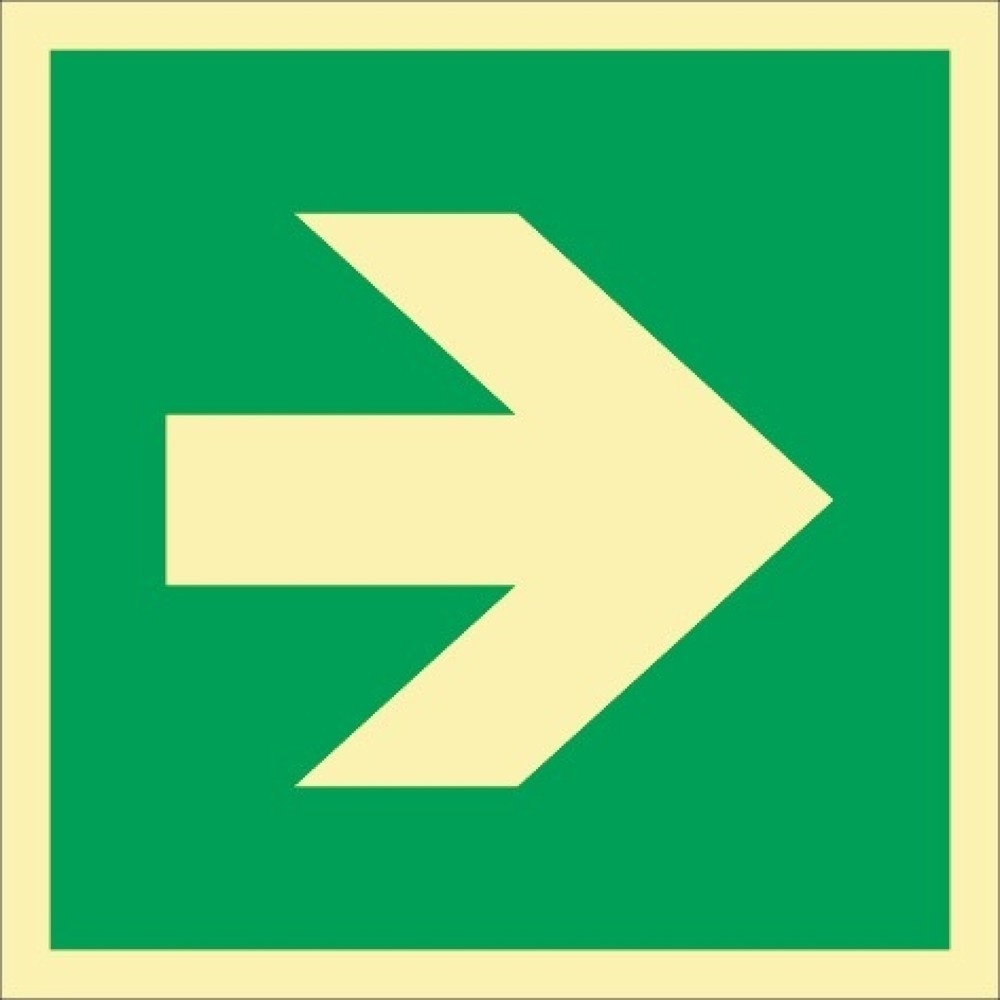 Produktabbildung: Rettungszeichen DIN EN ISO 7010, Pfeil gerade, L148xB148 mm, Folie