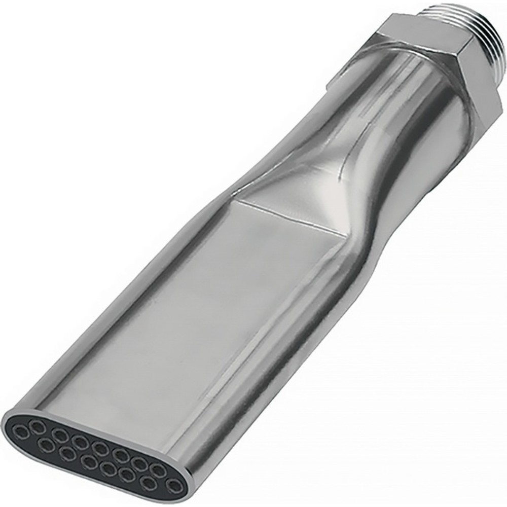 Produktabbildung: RIEGLER Flachdüse, Messing vernickelt Länge 100 mm, Aussengewinde, Breite 21 mm