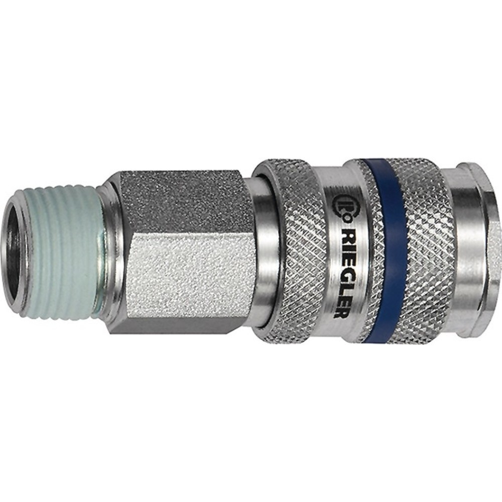 Illustration du produit: RIEGLER Schnellverschlusskupplung, Gewinde R 3/8 16,66 mm, DN 7,8 Außengewinde Stahl