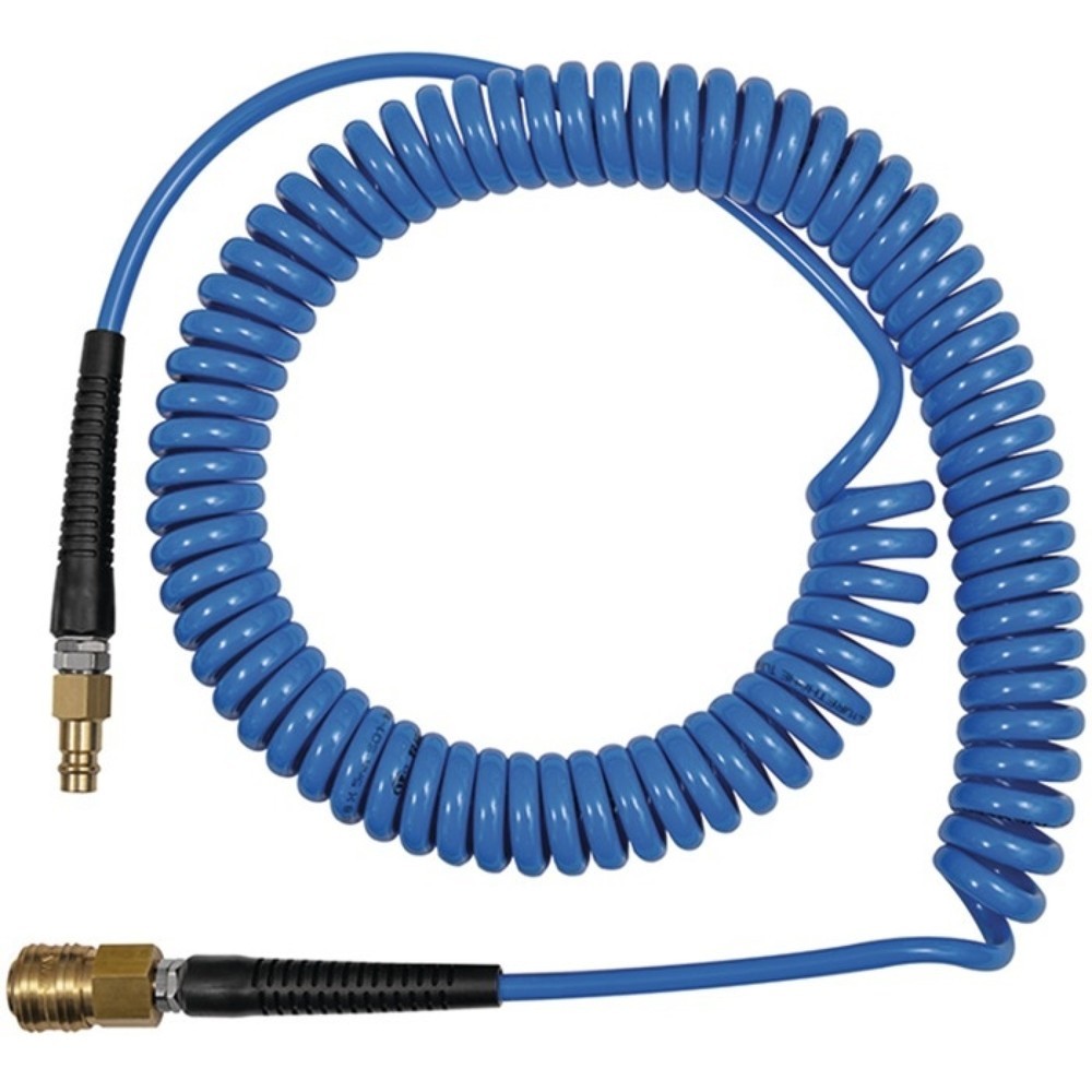 Produktabbildung: RIEGLER Spiralschlauchset, Länge 6 m, Innen-Ø 6,5 mm Aussen-Ø 10 mm, Rolle, Kupplung DN 7,2