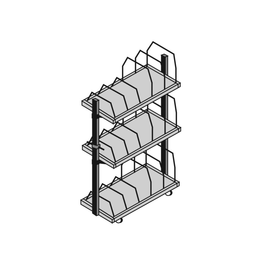 Produktabbildung Nr. 2: Rocholz Kartonagen-Magazin mit Schiebebügel, 3 Ebenen, HxBxT 1.860 x 1.600 x 600 mm