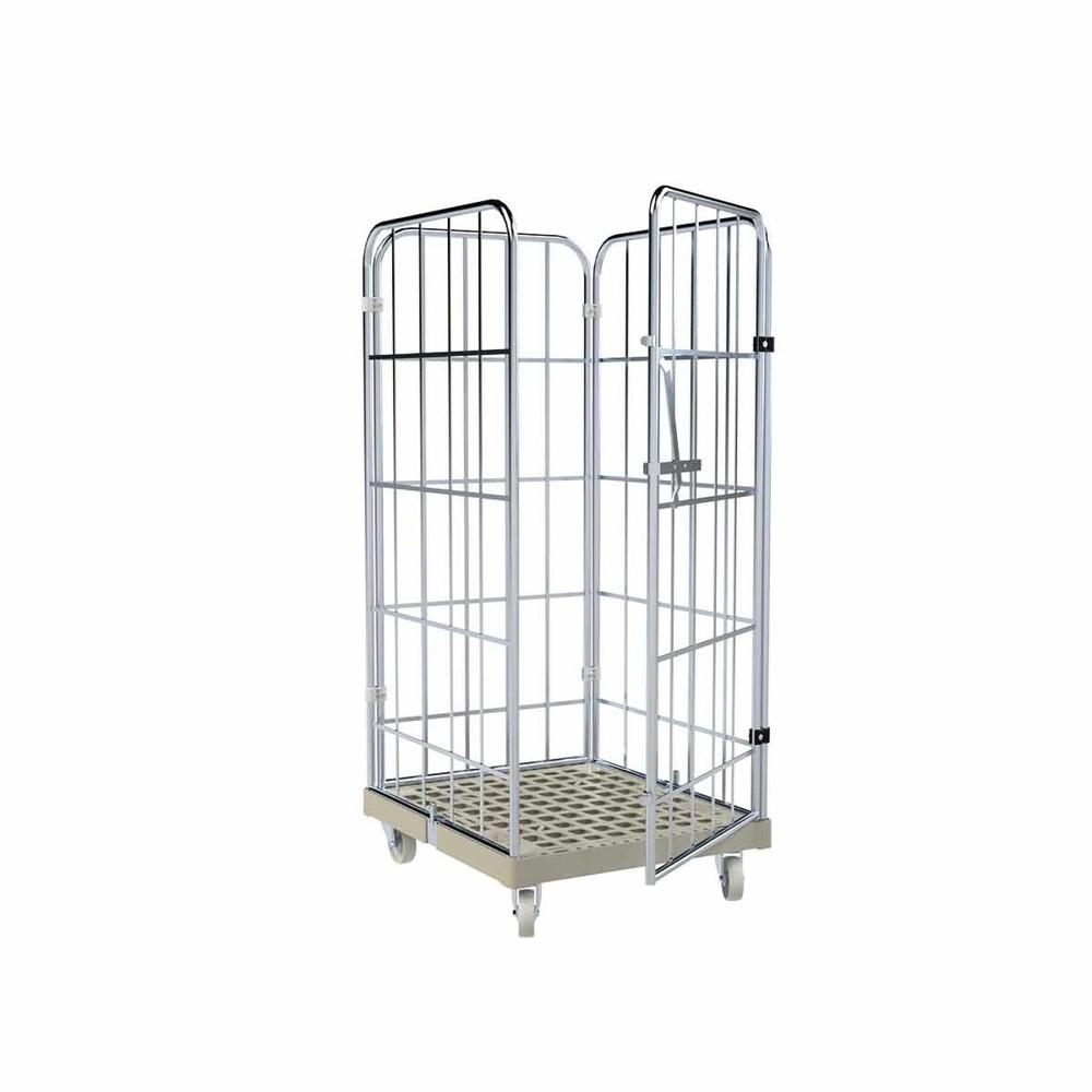 Produktabbildung: Rollbehälter, 4-seitig, einteilige Vorderwand, Kunststoff-Rollplatte, HxBxT 1.650 x 724 x 815 mm, kieselgrau