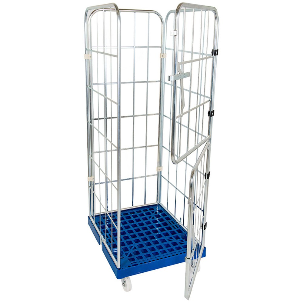 Produktabbildung: Rollbehälter, 4-seitig, geteilte Vorderwand, Kunststoff-Rollplatte, HxBxT 1.850 x 724 x 815 mm, kieselgrau