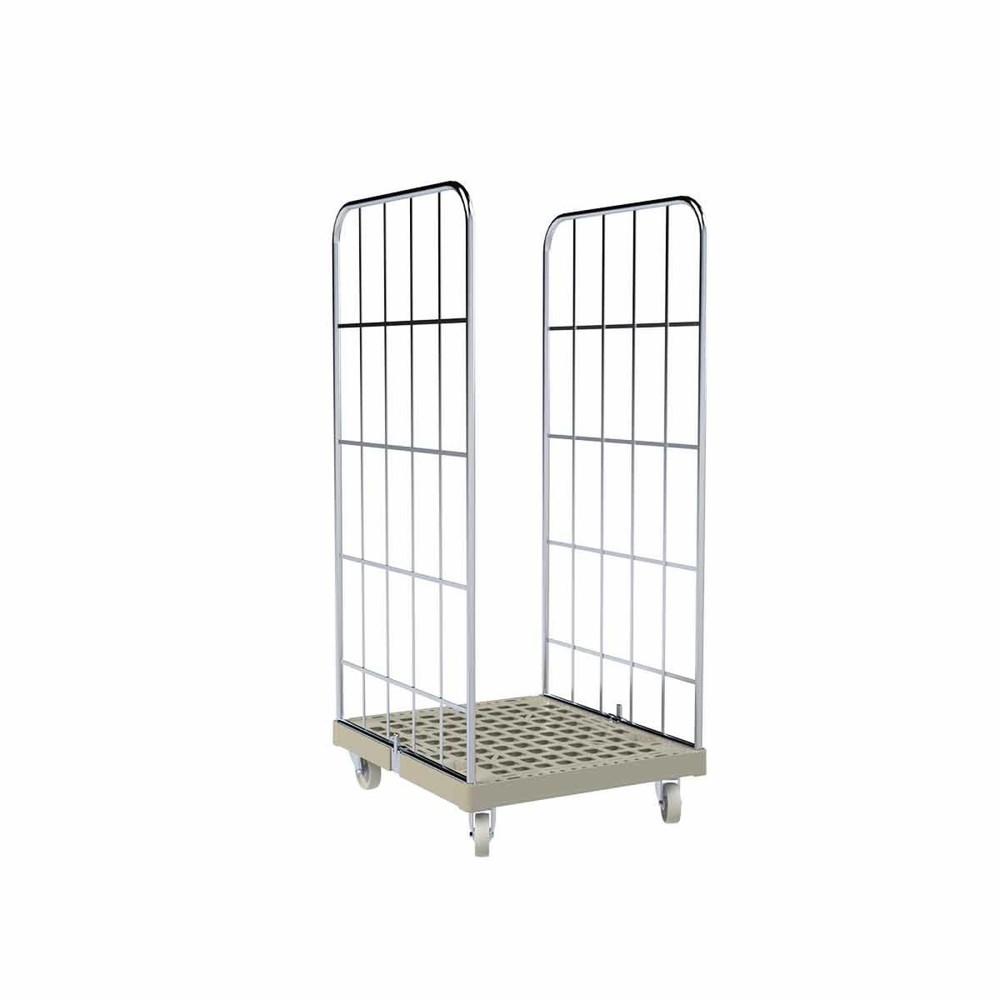 Produktabbildung: Rollbehälter Classic, 2-seitig, galvanisch verzinkt, Kunststoff-Rollplatte, HxBxT 1.650 x 724 x 815 mm, kieselgrau