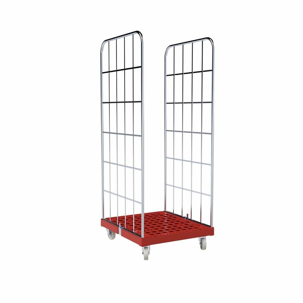 Produktabbildung: Rollbehälter Classic, 2-seitig, galvanisch verzinkt, Kunststoff-Rollplatte, HxBxT 1.850 x 724 x 815 mm, feuerrot