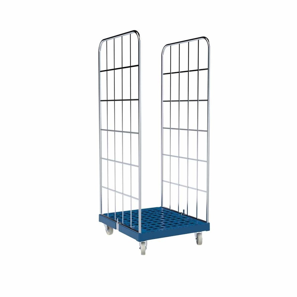Produktabbildung: Rollbehälter Classic, 2-seitig, galvanisch verzinkt, Kunststoff-Rollplatte, HxBxT 1.850 x 724 x 815 mm, lichtblau