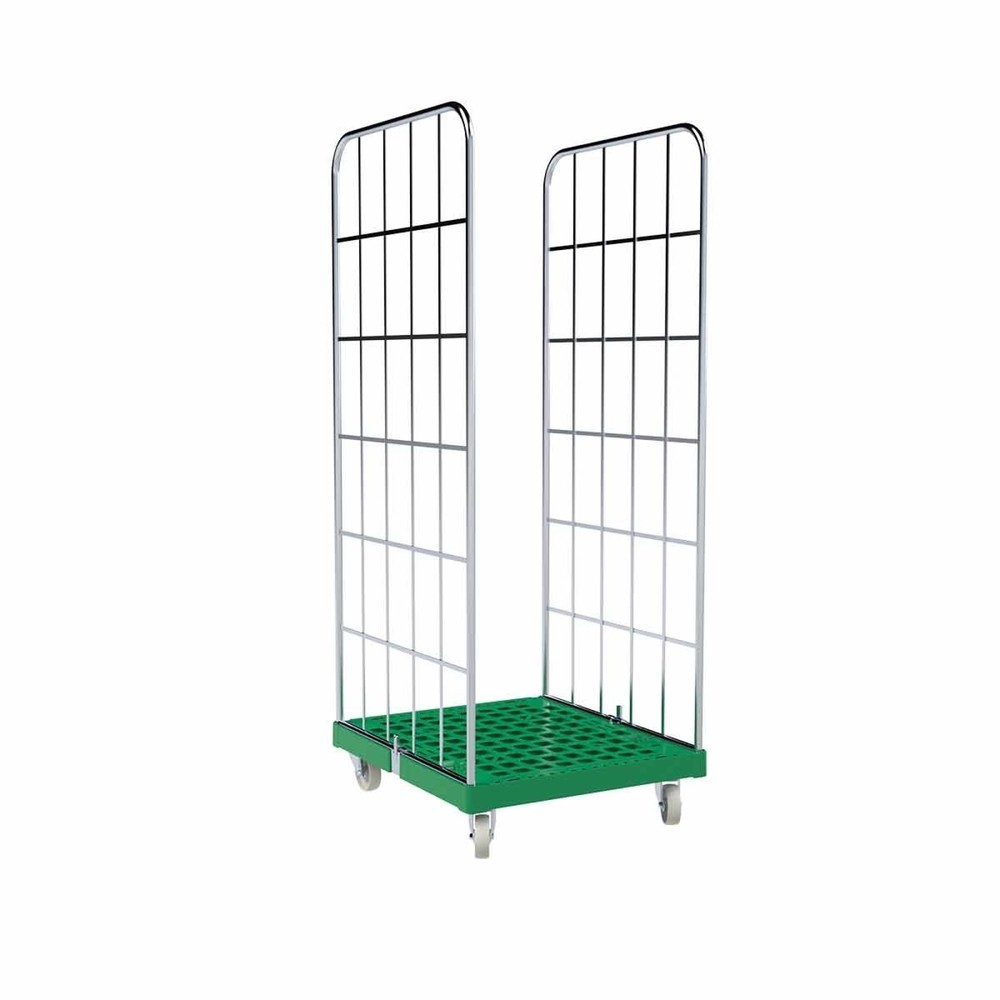 Produktabbildung: Rollbehälter Classic, 2-seitig, galvanisch verzinkt, Kunststoff-Rollplatte, HxBxT 1.850 x 724 x 815 mm, verkehrsgrün