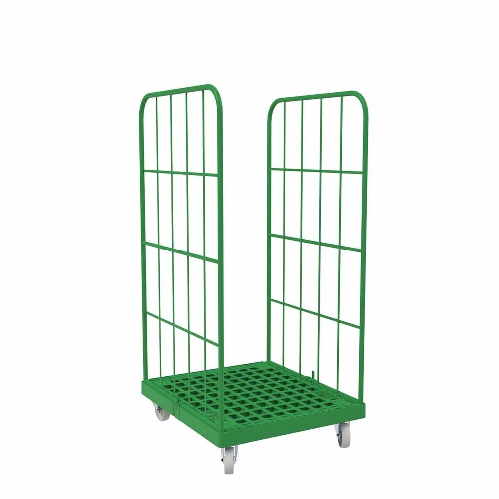 Produktabbildung Nr. 1: Rollbehälter Classic, 2-seitig, grobmaschig, pulverbeschichtet, Kunststoff-Rollplatte, HxBxT 1.550 x 724 x 815 mm, verkehrsgrün