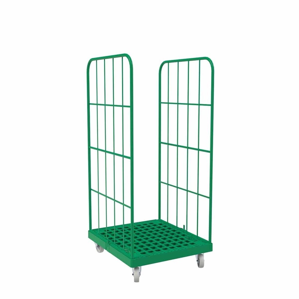 Produktabbildung: Rollbehälter Classic, 2-seitig, pulverbeschichtet, Kunststoff-Rollplatte, HxBxT 1.650 x 724 x 815 mm, verkehrsgrün