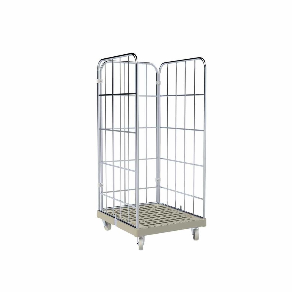 Produktabbildung: Rollbehälter Classic, 3-seitig, galvanisch verzinkt, Kunststoff-Rollplatte, HxBxT 1.650 x 724 x 815 mm, kieselgrau