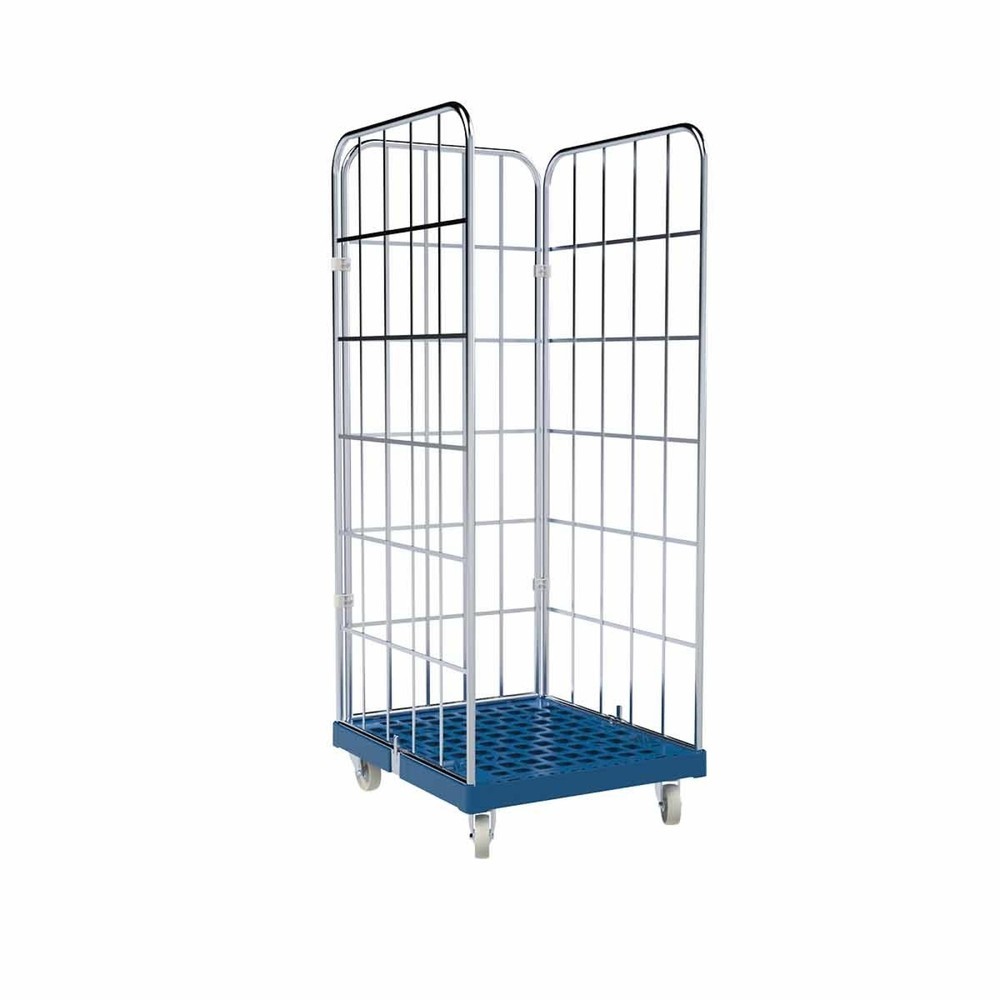 Produktabbildung: Rollbehälter Classic, 3-seitig, galvanisch verzinkt, Kunststoff-Rollplatte, HxBxT 1.850 x 724 x 815 mm, kieselgrau