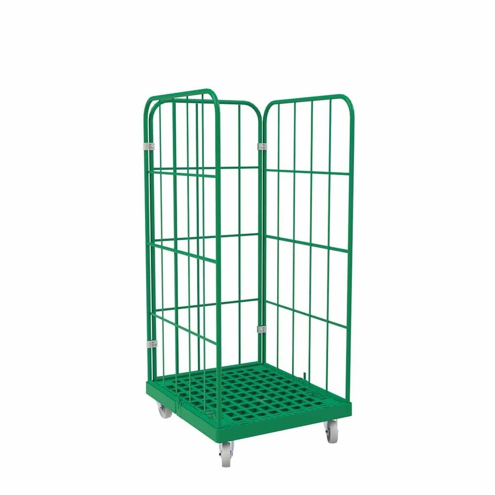 Produktabbildung: Rollbehälter Classic, 3-seitig, pulverbeschichtet, Kunststoff-Rollplatte, HxBxT 1.650 x 724 x 815 mm, verkehrsgrün