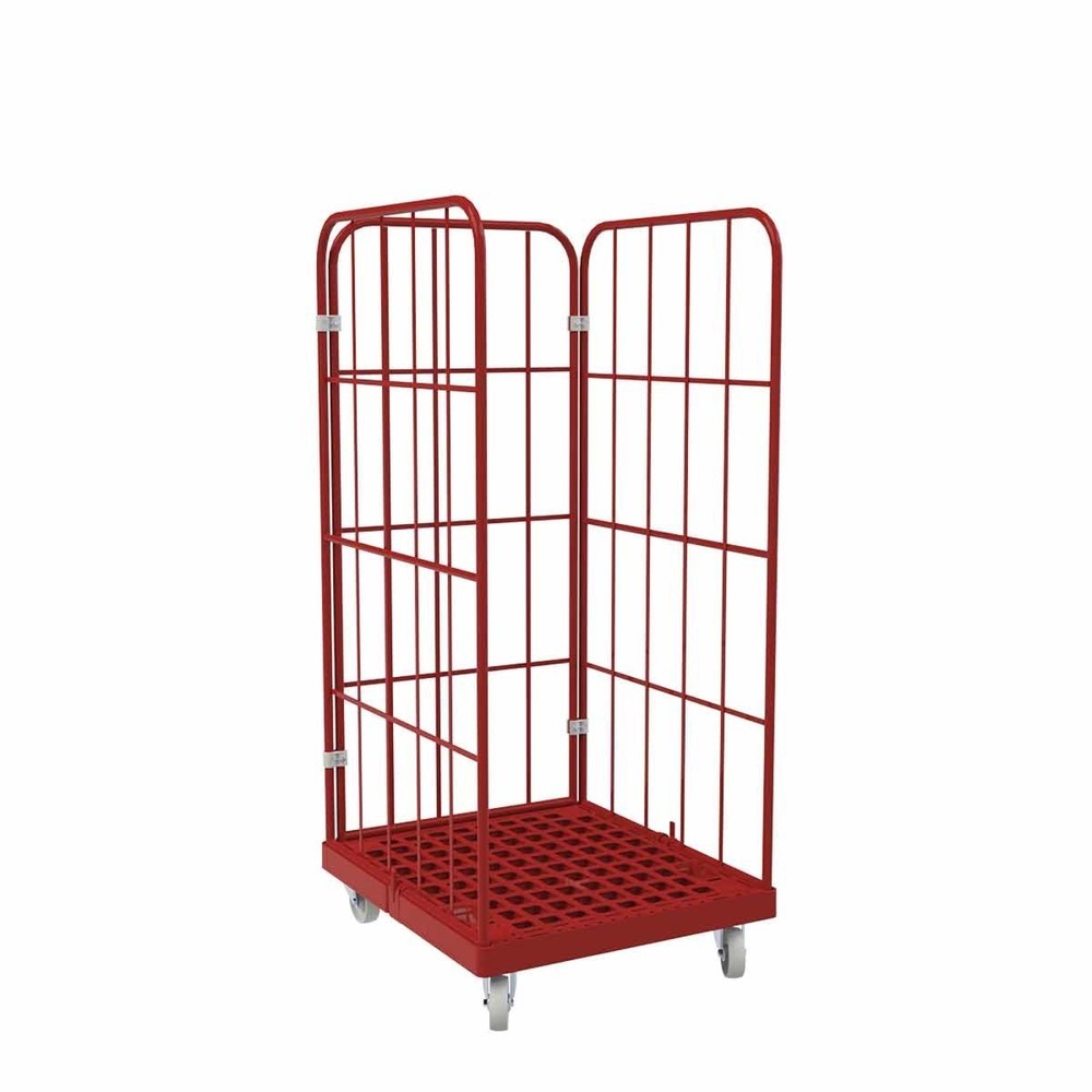 Produktabbildung: Rollbehälter Classic, 3-seitig, pulverbeschichtet, Kunststoff-Rollplatte, HxBxT 1.650 x 724 x 815 mm, feuerrot
