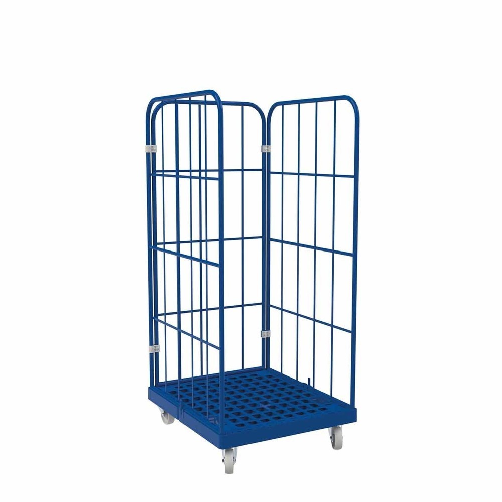 Produktabbildung: Rollbehälter Classic, 3-seitig, pulverbeschichtet, Kunststoff-Rollplatte, HxBxT 1.650 x 724 x 815 mm, enzianblau