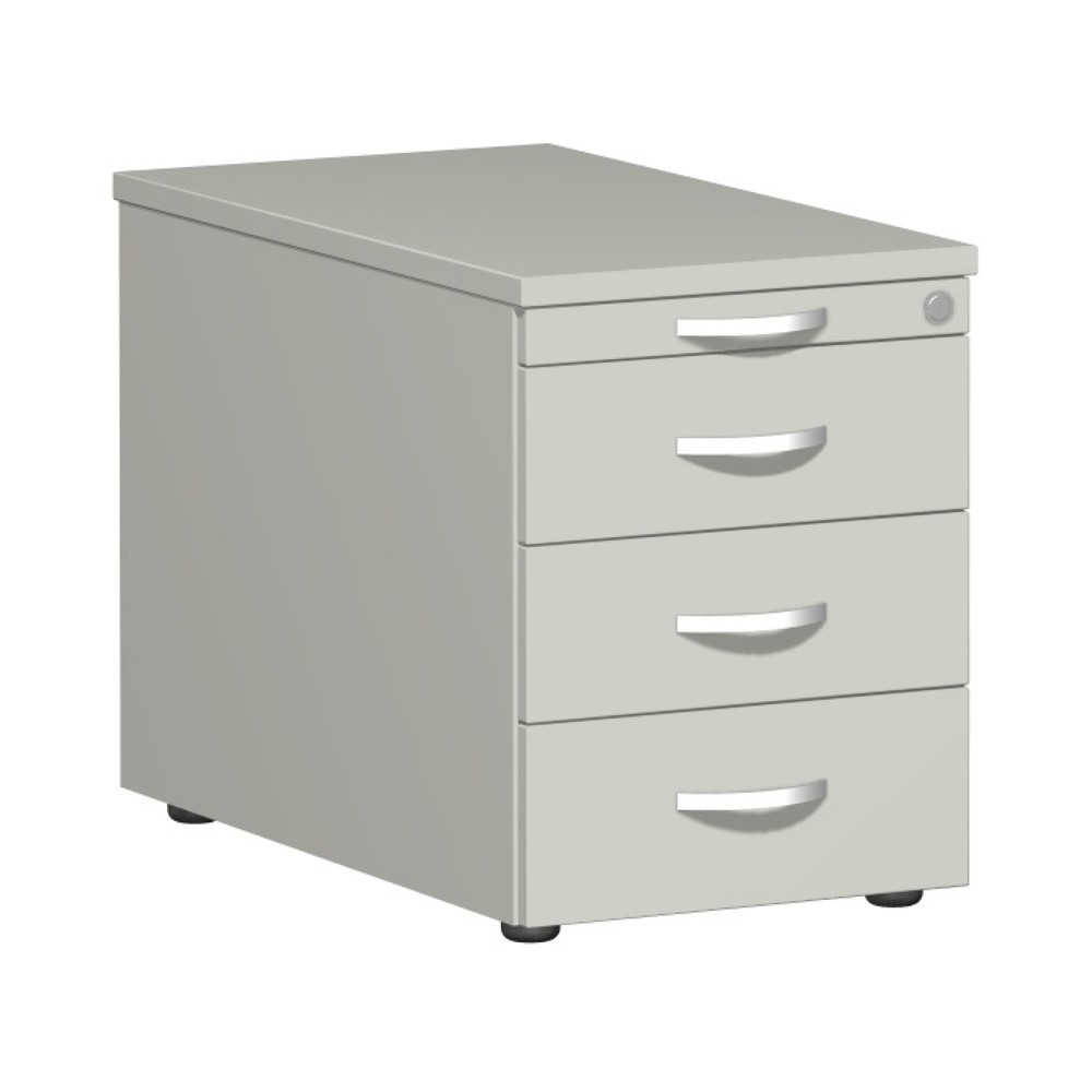 Produktabbildung: Geramöbel Rollcontainer Lissabon, HxBxT 566 x 800 x 430 mm, 3 Metallschübe, lichtgrau