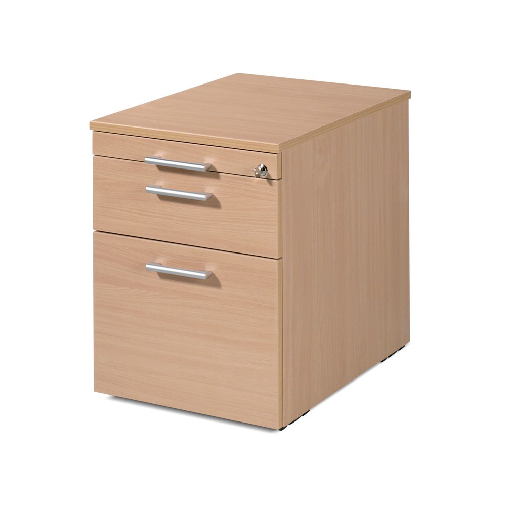 Produktabbildung: Geramöbel Rollcontainer Lissabon mit Hängeregister, HxBxT 566 x 600 x 430 mm, Kunststoffschübe, Buche