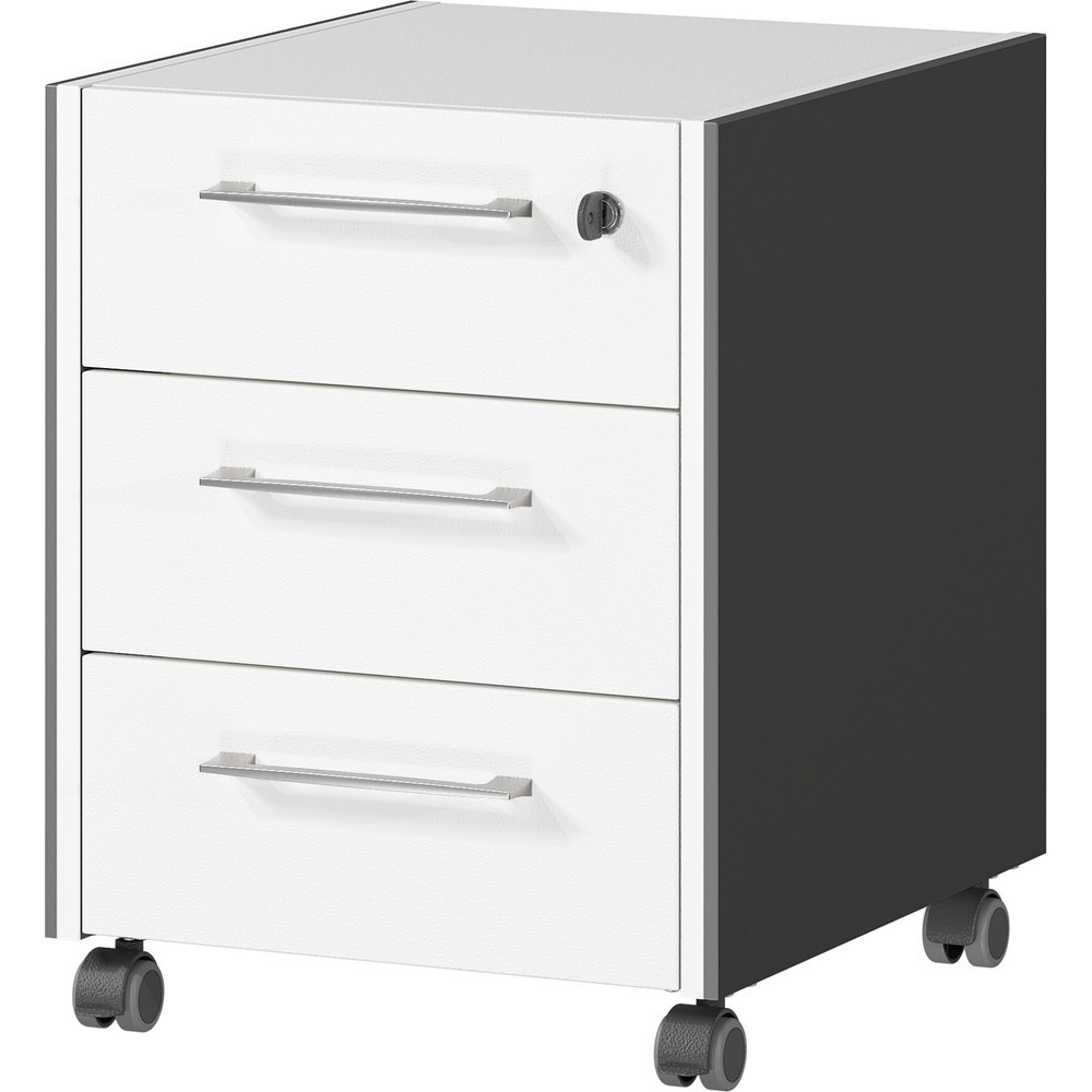 Produktabbildung Nr. 1: Rollcontainer PASADENA, 3 Schubladen, Graphit/Weiss