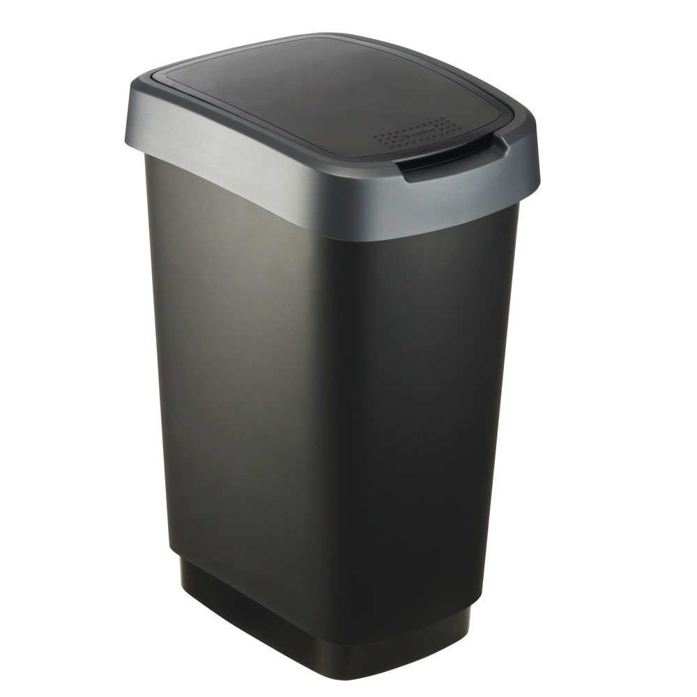Produktabbildung Nr. 1: rothopro  Abfalleimer TWIST, 25 l, schwarz/dunkelsilber