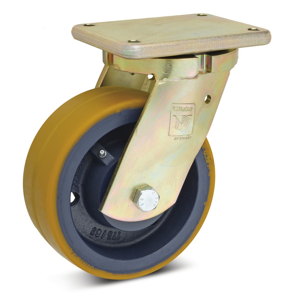 Illustration du produit: Roue directrice Wicke pour charges lourdes en PU Premium, Ø x largeur 150 x 60 mm, capacité de charge 800 kg