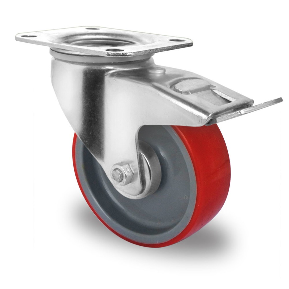 Illustration du produit: Roue directrice en PU Basic, dispositif de blocage inclus, Øxl 100 x 32 mm, capacité de charge 150 kg